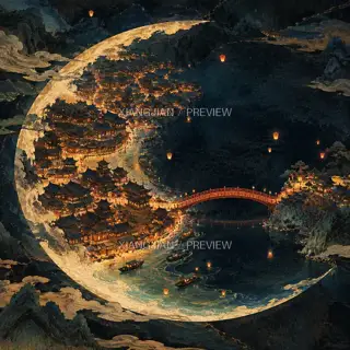 月河环夜 · 插画 AI 图像