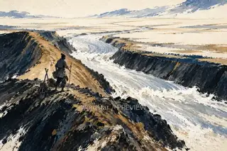 旧堤回望 · 插画 图像