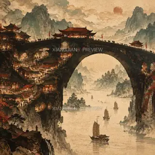 一拱藏市声 · 插画 AI 图像
