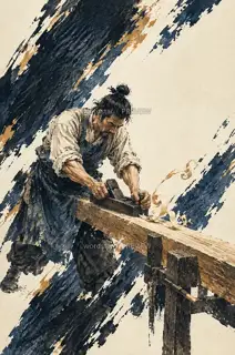 双手推刨 · 插画 图像