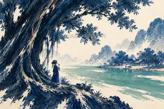 榕岸候唱 · 插画 图像