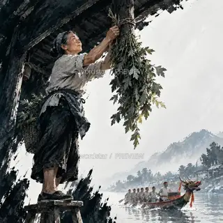 艾草过门 · 插画 图像