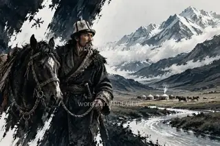 毡房在天山下 · 插画 图像