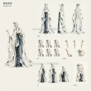 雪瓷观梦·宣传页原人物·总览 · 插画 图像