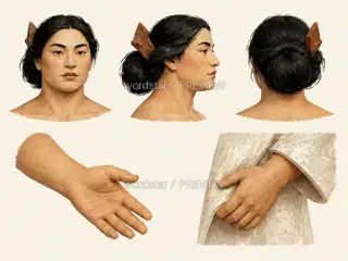藏火行母·陶心火窑·神性部件与手势 · 插画 图像