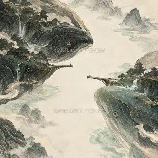 两岸成鱼 · 插画 AI 图像