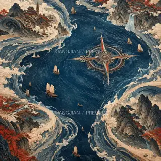 罗盘四方海 · 插画 AI 图像