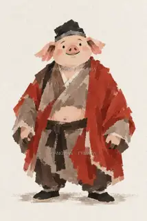 八戒 · 旅人小像 · 纸艺 AI 图像
