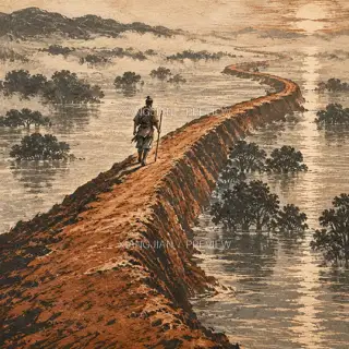 长堤 · 版画 AI 图像