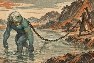 引向山脚 · 版画 AI 图像