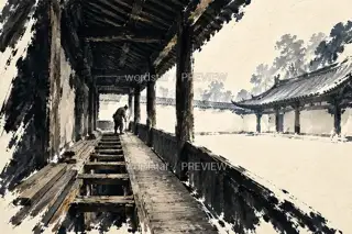 廊尽见天 · 插画 图像