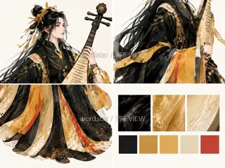 曜金乐师·宣传页原人物·形体材质 · 插画 图像