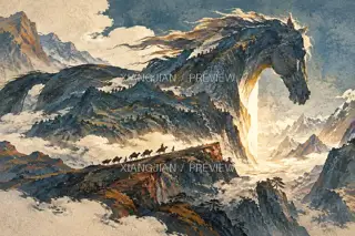 山谷巨马 · 插画 AI 图像