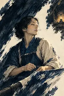灯前倦眼 · 插画 图像