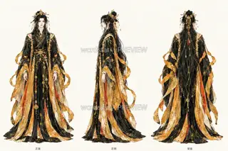 曜金乐师·宣传页原人物·同板三视图 · 插画 图像