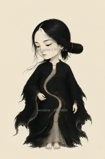 补夜织者·夜缝留白·Q版化身 · 插画 图像