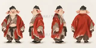 八戒 · 旅人小像 · 纸艺 AI 图像