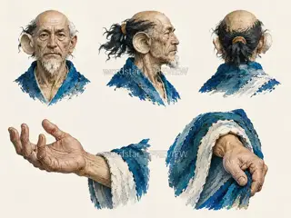 渡潮听客·潮腔听海·神性部件与手势 · 插画 图像