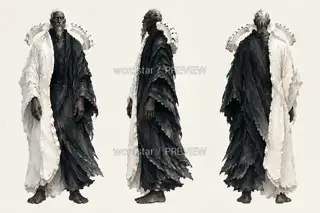渡潮听客·盐壳藏声·三视图 · 插画 图像