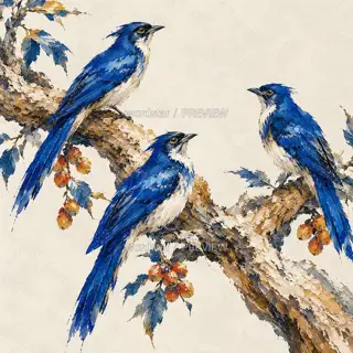 归枝分食 · 插画 图像