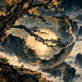 杯中山月 · 插画 AI 图像