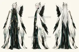 鹤影司春·宣传页原人物·三视图 · 插画 图像
