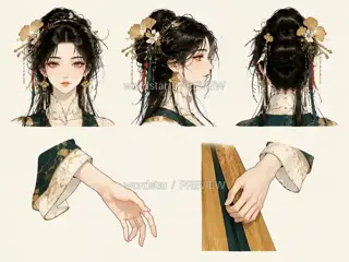 银杏执枝人·秋祀留年·神性部件与手势 · 插画 图像