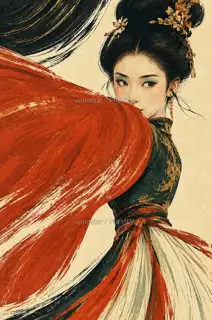 回袖照眼 · 插画 图像
