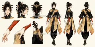 曜金乐师·踏歌唤昼·神性部件与手势 · 插画 图像