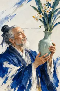 瓶边初晴 · 插画 图像