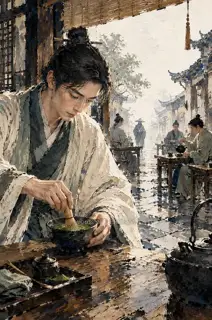 茶肆初晴 · 插画 图像
