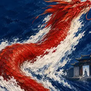 赤龙穿过静水 · 插画 图像
