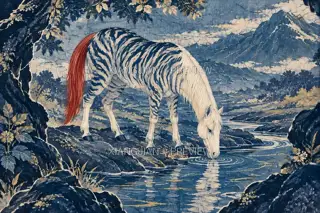 溪边饮 · 插画 AI 图像