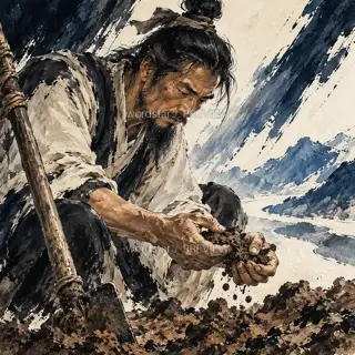 泥入指缝 · 插画 图像