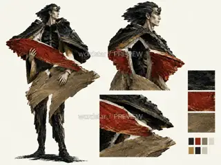 折山行者·错层山灵·形体与材质 · 插画 图像