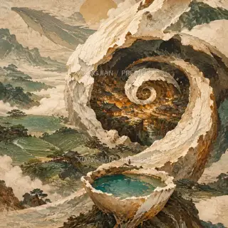 碗中村落 · 插画 AI 图像