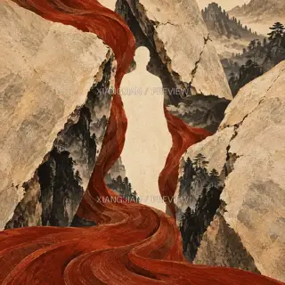 红线围人 · 插画 AI 图像