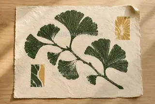 银杏拓印 · 版画 AI 图像