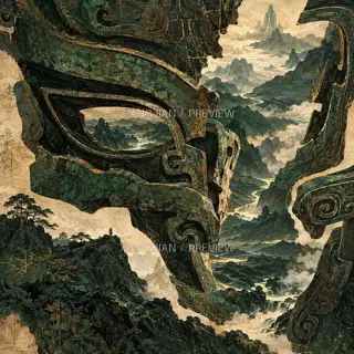 纹裂成谷 · 插画 AI 图像
