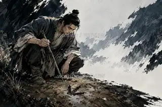 蹲下辨足印 · 插画 图像