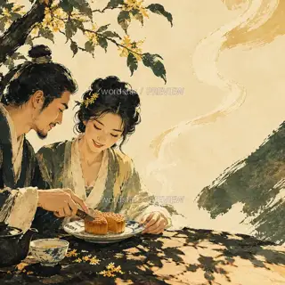 桂影分饼 · 插画 图像