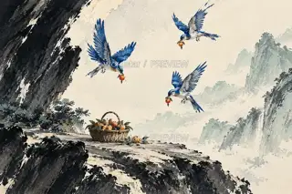 石庭归食 · 插画 图像
