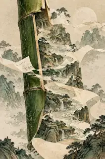 竹卷山河 · 插画 AI 图像