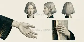 司雾女君·镜面无岸·神性部件与手势 · 插画 图像