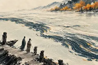 野渡觅门 · 插画 图像