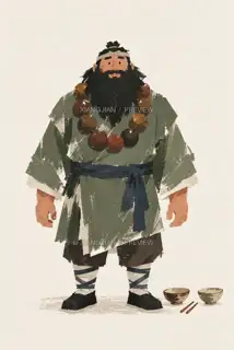 沙僧 · 旅人小像 · 纸艺 AI 图像