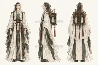 山岚藏主·宣传页原人物·三视图 · 插画 图像