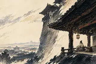 城角孤亭 · 插画 图像