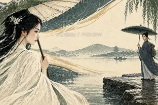 断桥初逢 · 插画 图像
