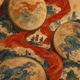 鼓圆让袖影 · 插画 AI 图像